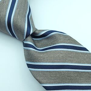 JOSEPH by JOS A BANK Men 100% Silk Tie, Light Brown & Blue Striped MADE IN ITALY